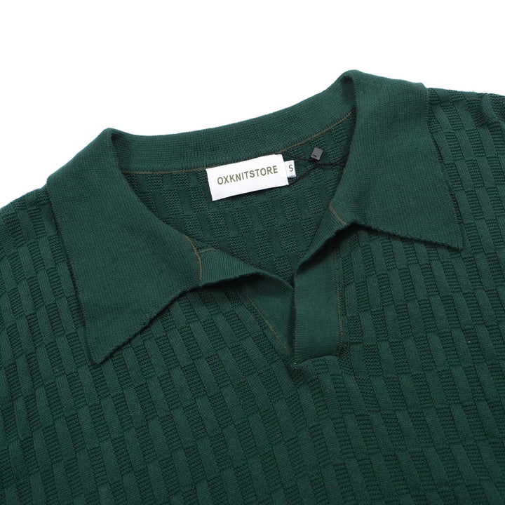 Men's Breathable and Refreshing Short-Sleeved Green Knitted Polo