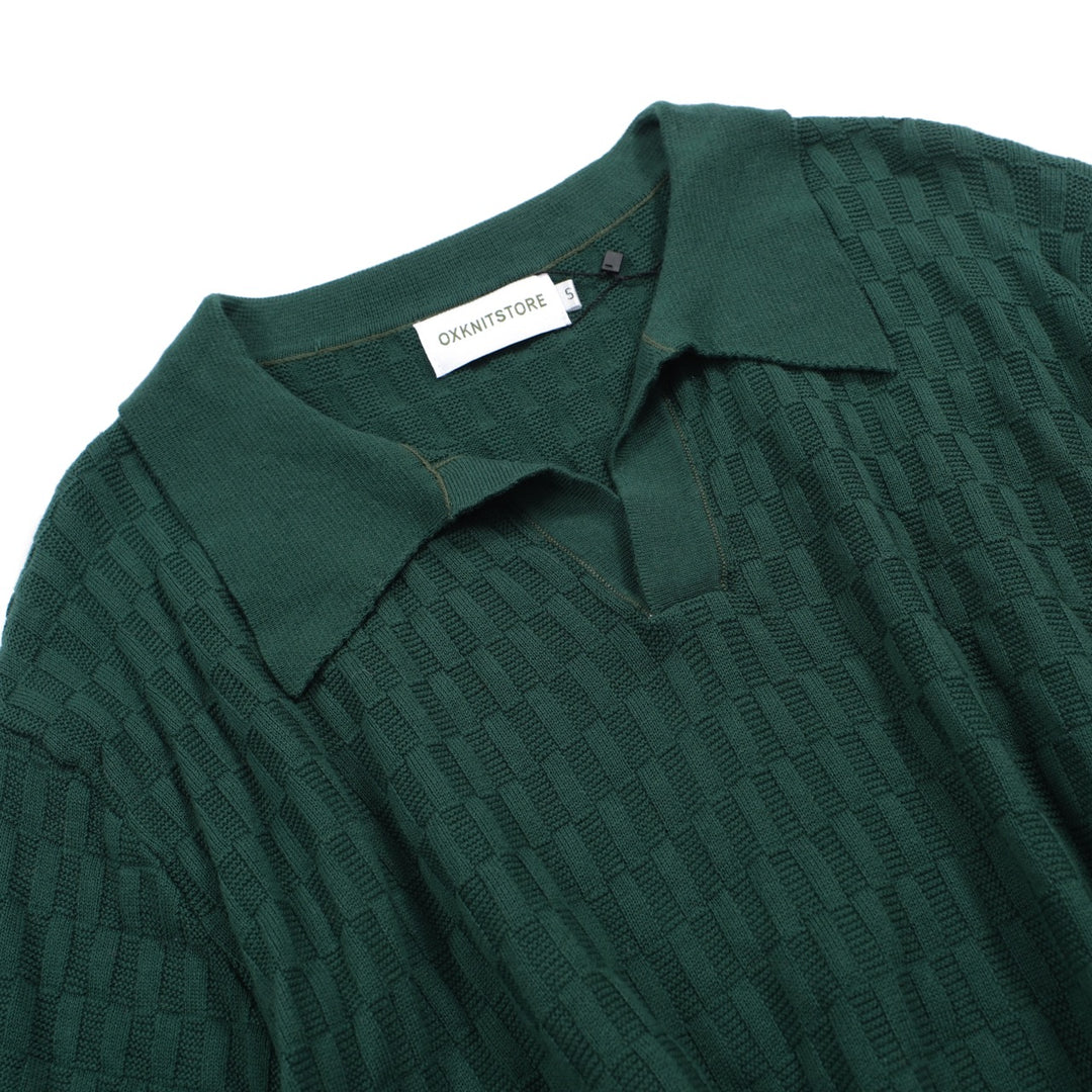 Men's Breathable and Refreshing Short-Sleeved Green Knitted Polo