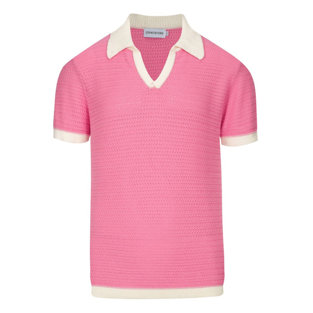 Men's Pink Casual Short Sleeve Polo