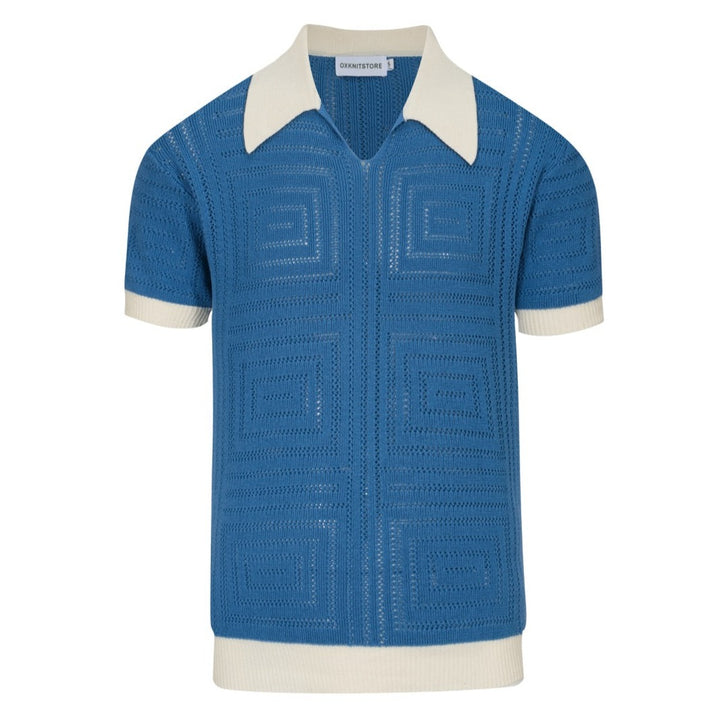 Men's Blue Breathable Casual Short Sleeve Polo