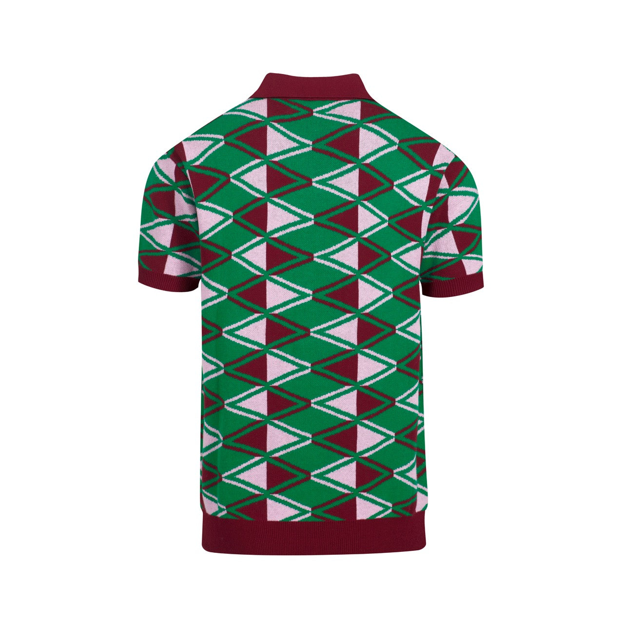 Men's red and green knitted short sleeve v-neck top