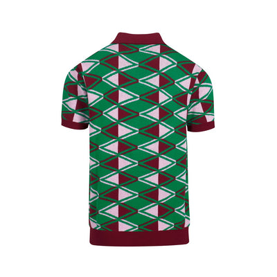 Men's red and green knitted short sleeve v-neck top