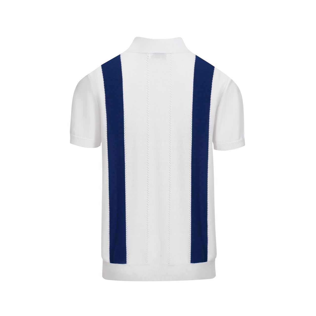 Men's Blue and White Polo Knit Short Sleeve Top