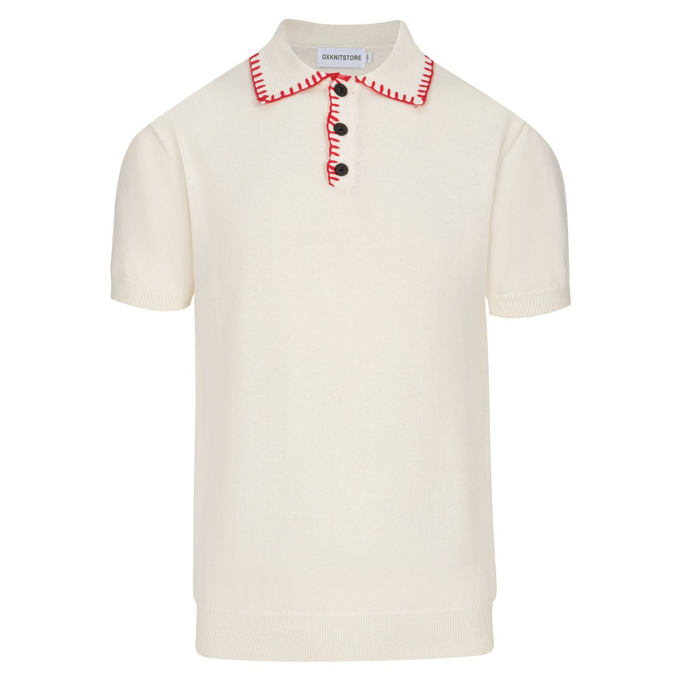 Men's Red & White Apricot Polo Knit Short Sleeve Top