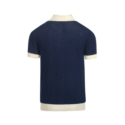 Men's Navy Breathable Knit Short Sleeve Top