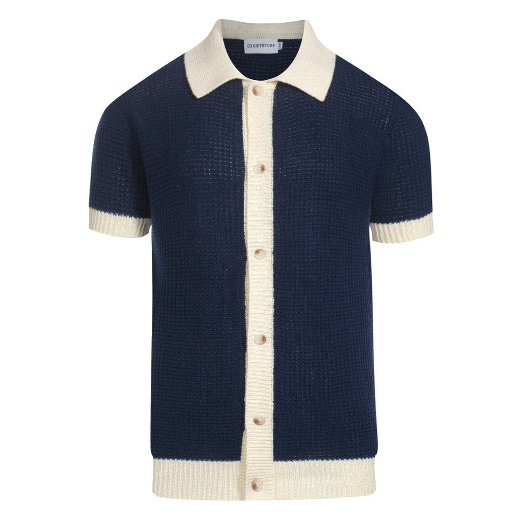 Men's Navy Breathable Knit Short Sleeve Top