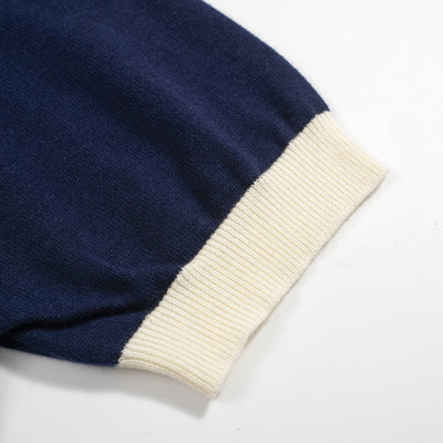 Men's Navy & White Apricot Knit Short Sleeve Knitwear