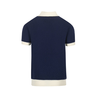 Men's Navy & White Apricot Knit Short Sleeve Knitwear