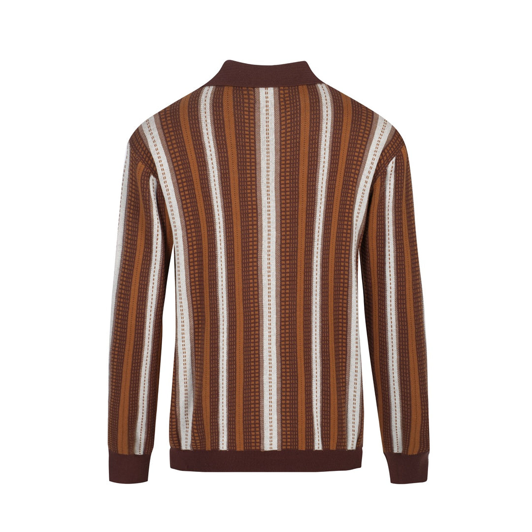 Men's Brown 60s Retro Knit Polo