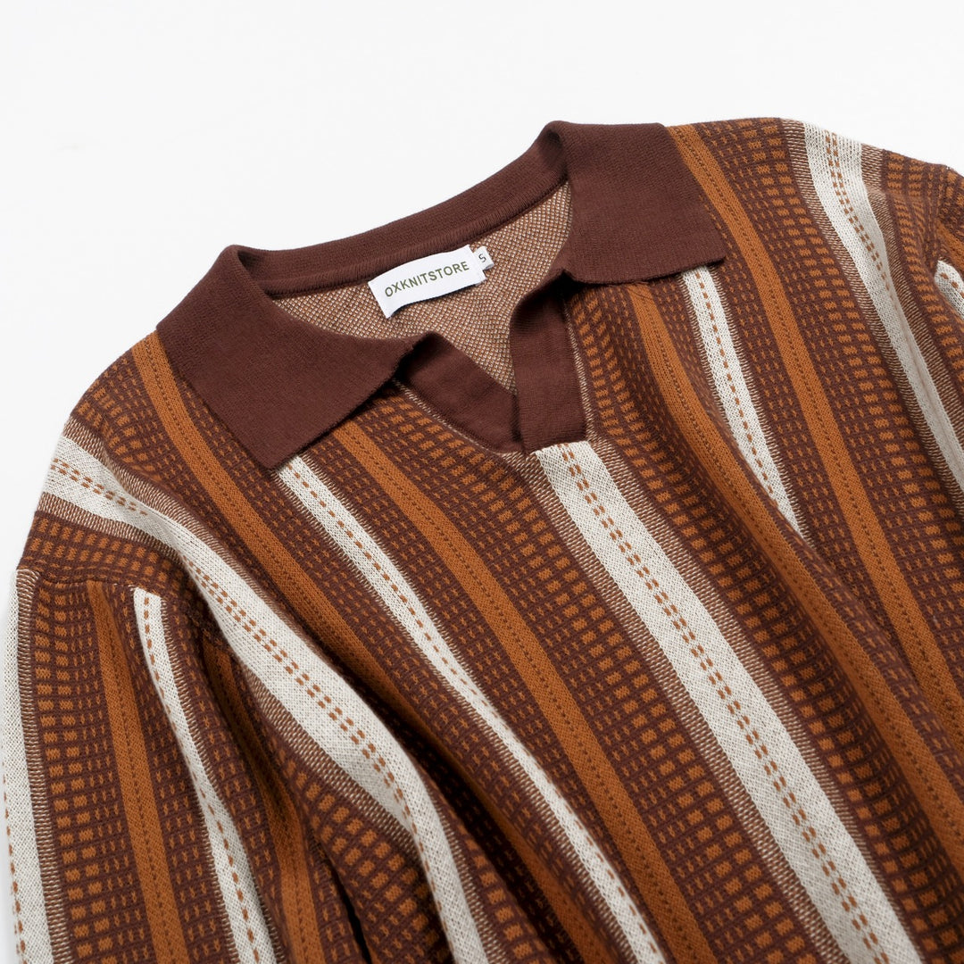 Herren Brown 60s Retro -Strick Polo