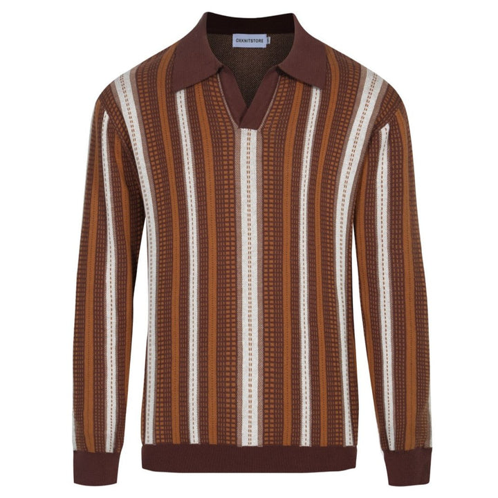 Men's Brown 60s Retro Knit Polo