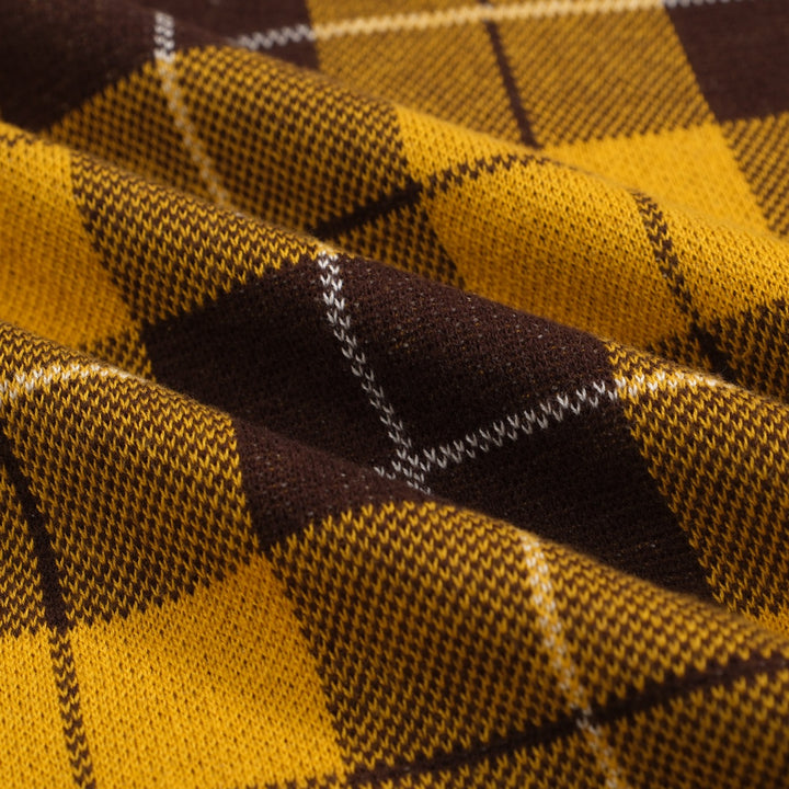 Men's Yellow Plaid Knit Vintage Polo