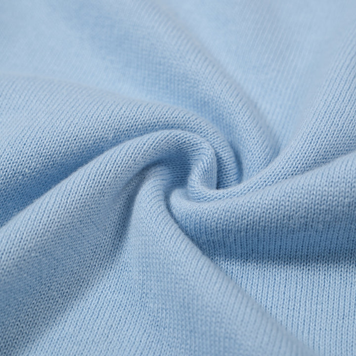 Men's Light Blue Knitted Polo With Off White Neck