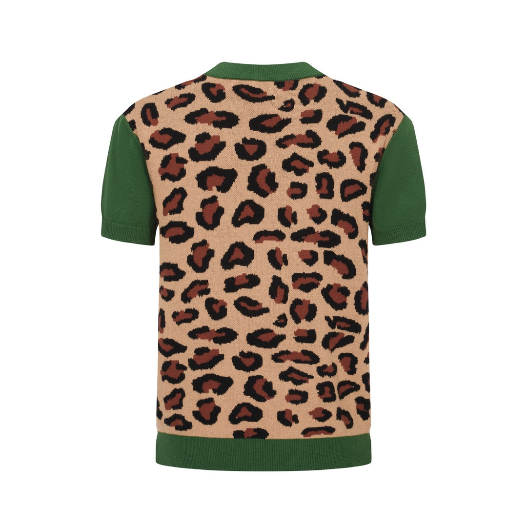 Men's Green & Brown Round Neck Knitted T-Shirt