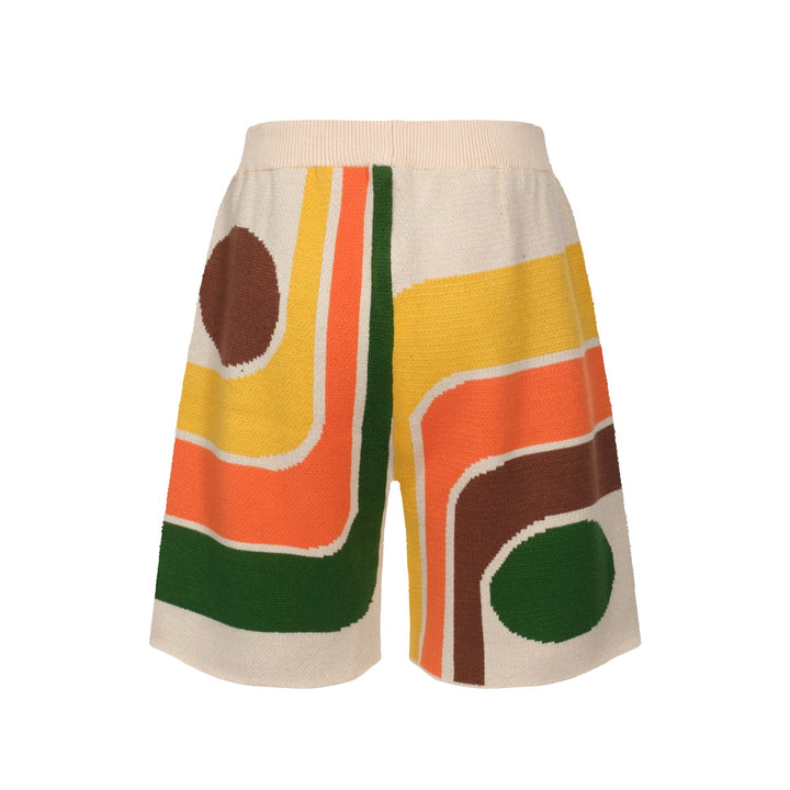 2.0 Men's Apricot Geometric Knitted Shorts