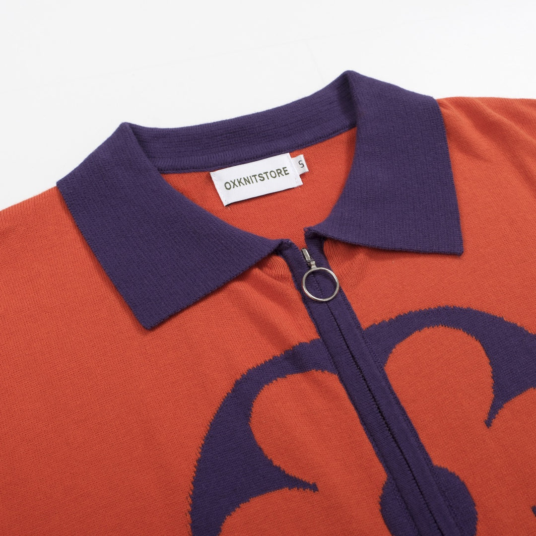 Men's Knitted Polo With Flower