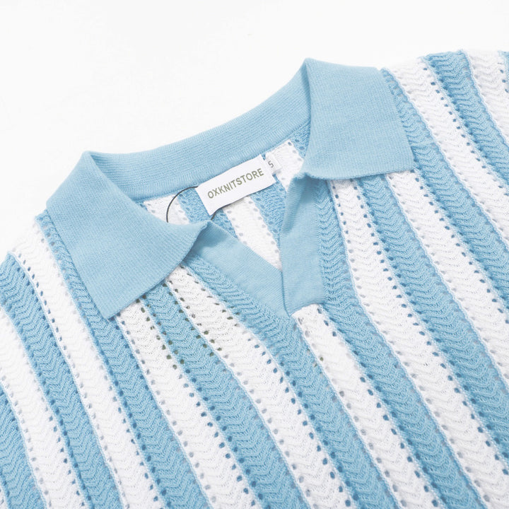 Men's Knitted Polo With Stripe