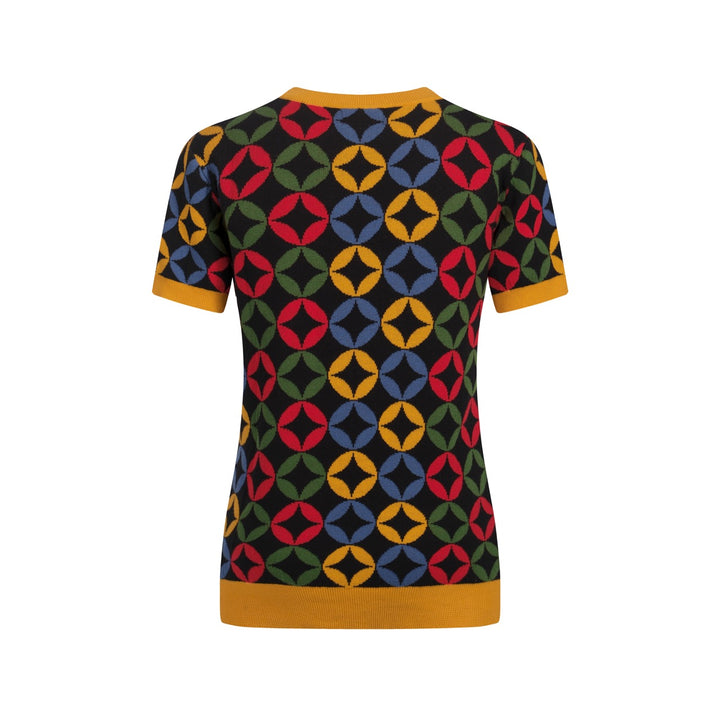 Women's Colorful Knitted T-shirt With Geometry