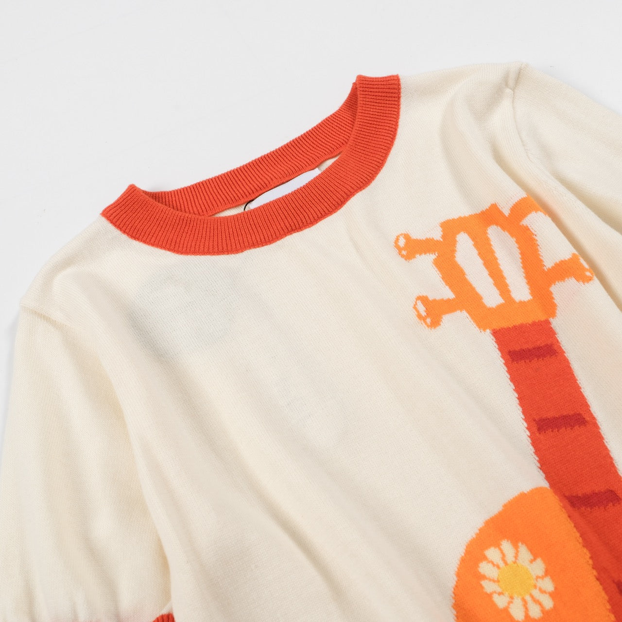 Women's Knitted T-shirt With Orange Guitar