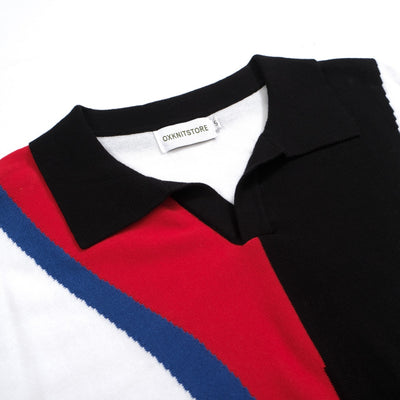 Men's Abstract Knitted Polo With V-Neck