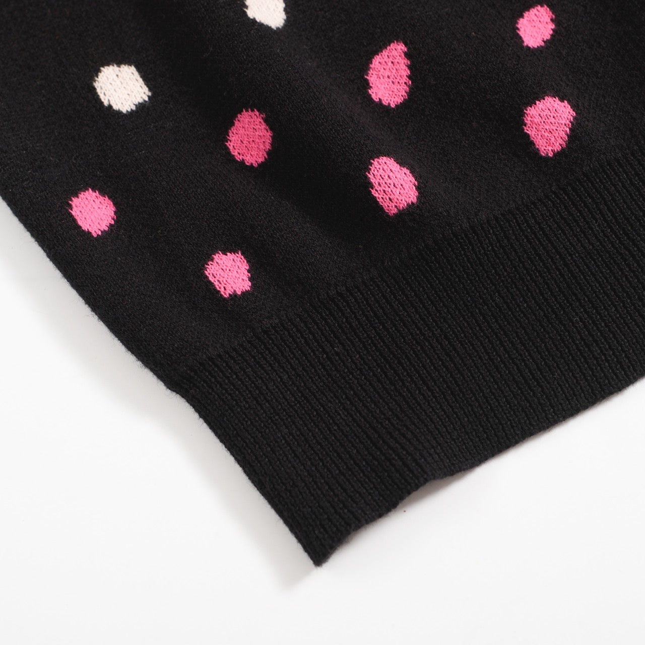 Women's Black Knitted T-shirt with polka dots