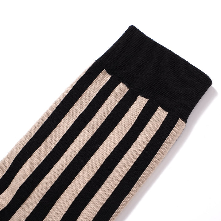 Striped Socks Mid-Calf Vertical Stripes Contrast Color Cotton Socks