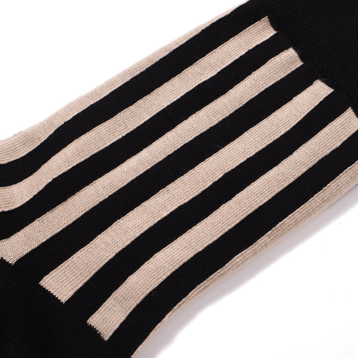 Striped Socks Mid-Calf Vertical Stripes Contrast Color Cotton Socks