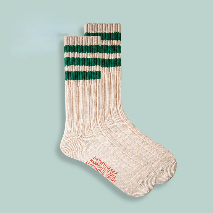 Kämmte Baumwolle verdickte feste Farben Retro lange Socken