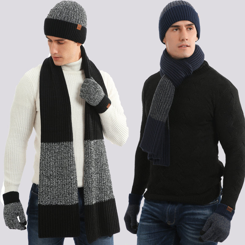 Thermal Suit Men's and Women's Hats Scarf Gloves Three-Piece Set