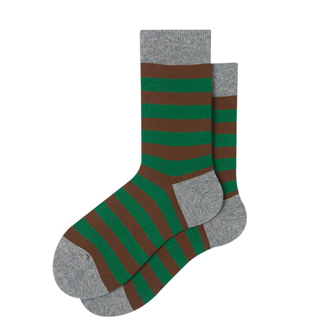 Striped Mid-Calf Length Socks Men's Cotton Socks