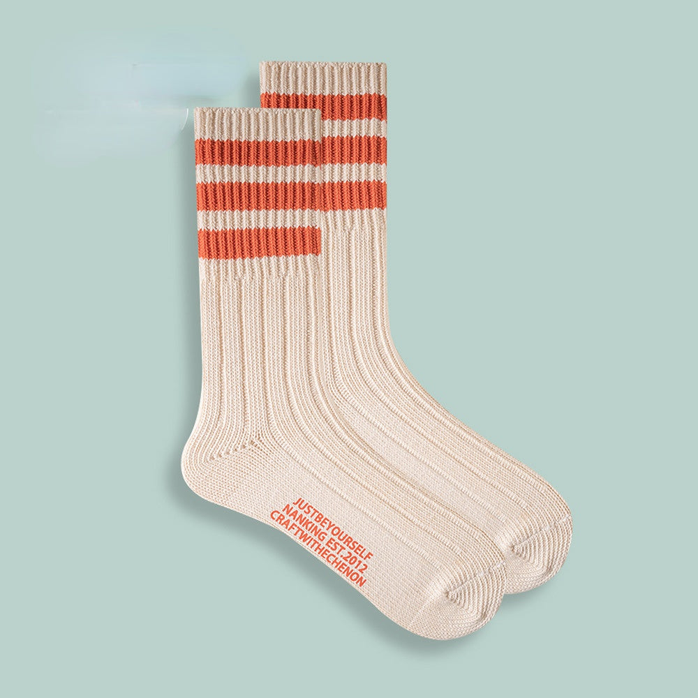 Kämmte Baumwolle verdickte feste Farben Retro lange Socken