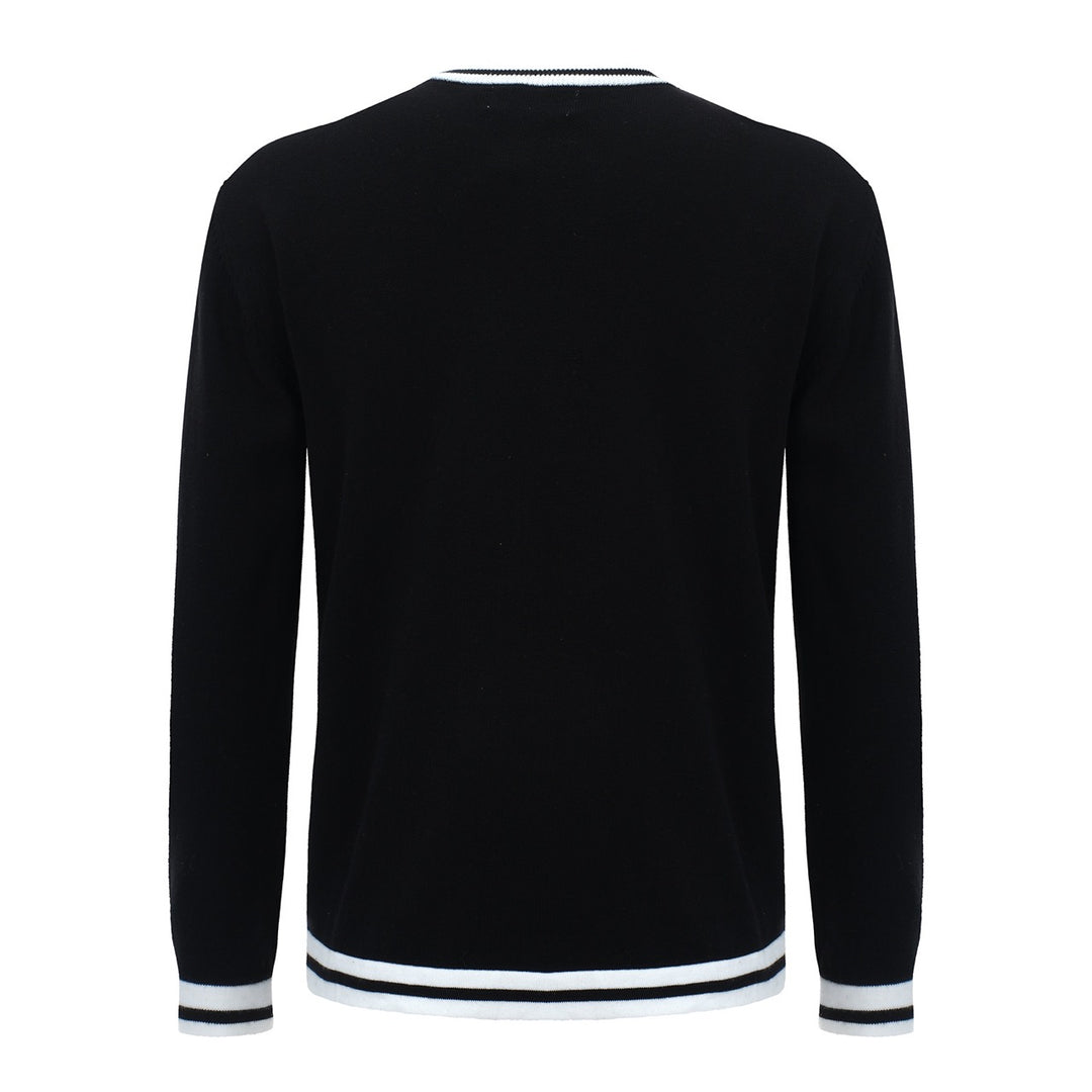 Men's Black Knitted Solid T-Shirt