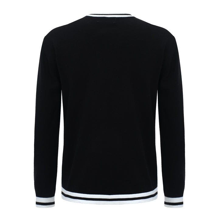 Men's Black Knitted Solid T-Shirt