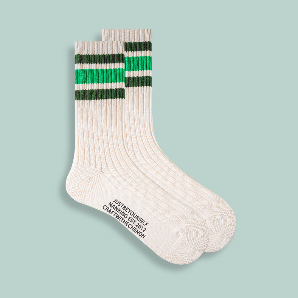 Kämmte Baumwoll-Retro-Drei-Bar-Sportsocken