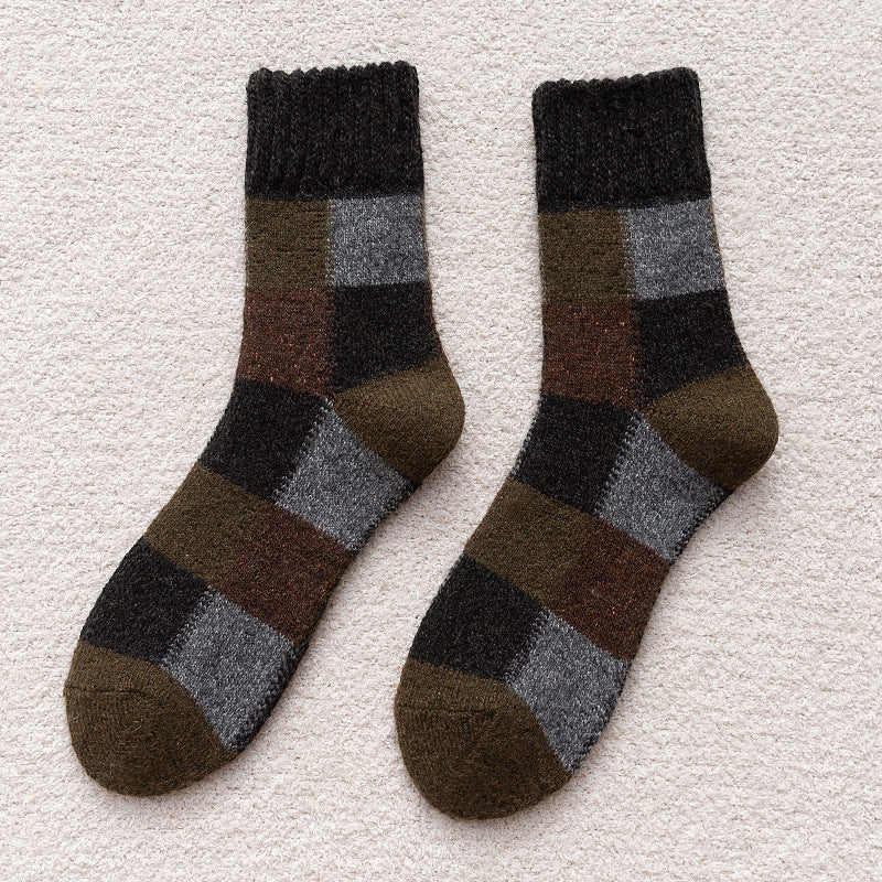 Thickened Fleece-Lined Warm Retro Extra Thick Plaid Tube Socks