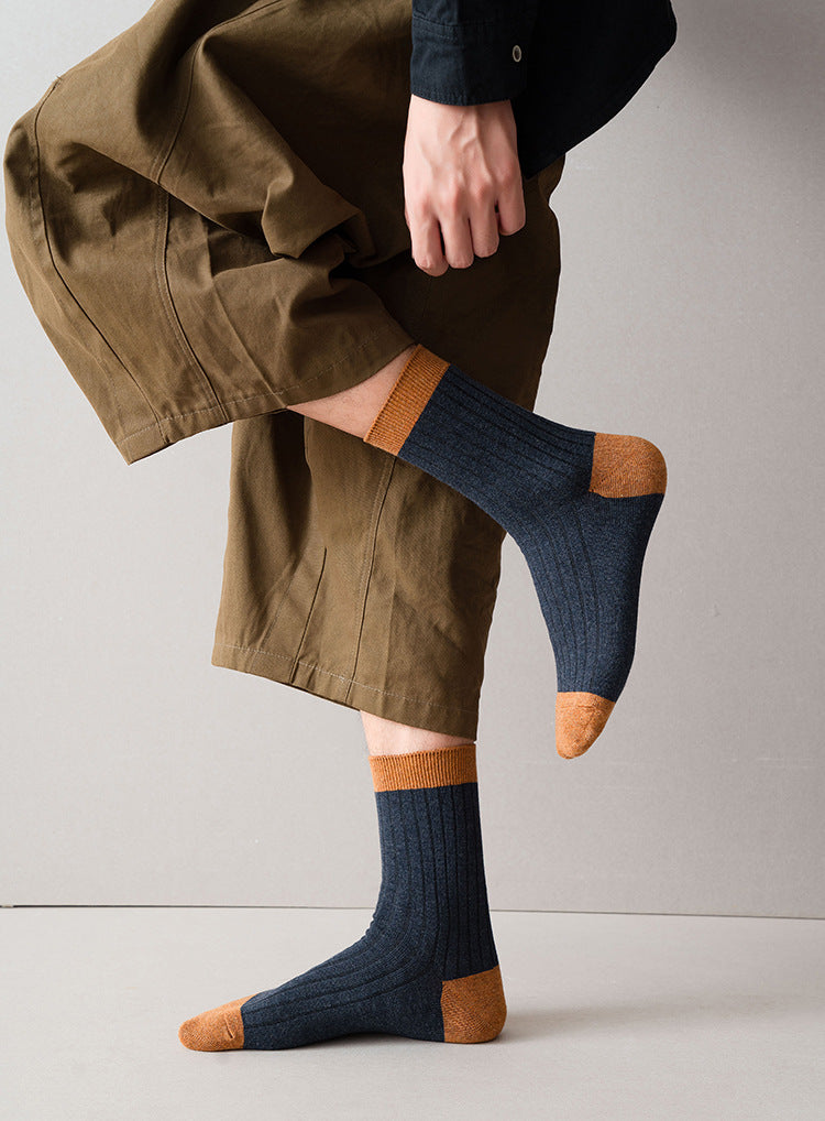 Men's Socks Autumn and Winter Cotton Color Matching Basic All-Matching Tube Socks