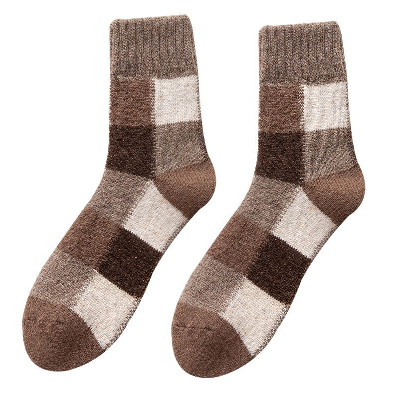 Thickened Fleece-Lined Warm Retro Extra Thick Plaid Tube Socks