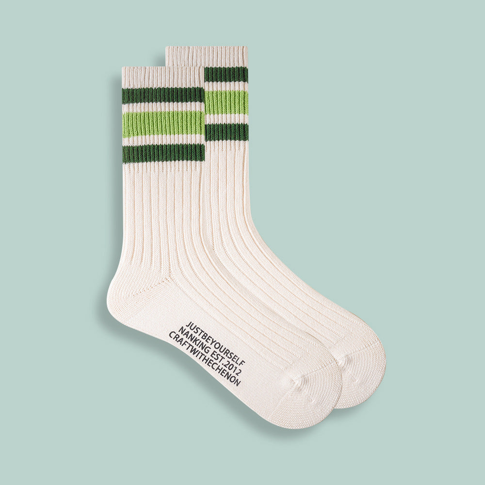 Kämmte Baumwoll-Retro-Drei-Bar-Sportsocken