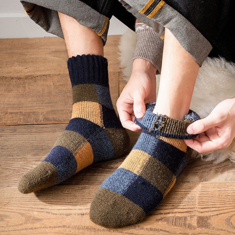 Chaussettes tubulaires à carreaux extra épaisses chaudes doublées de polaire épaisses