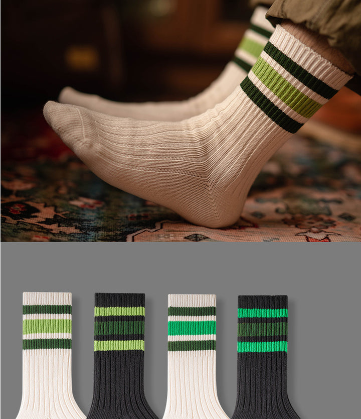 Kämmte Baumwoll-Retro-Drei-Bar-Sportsocken