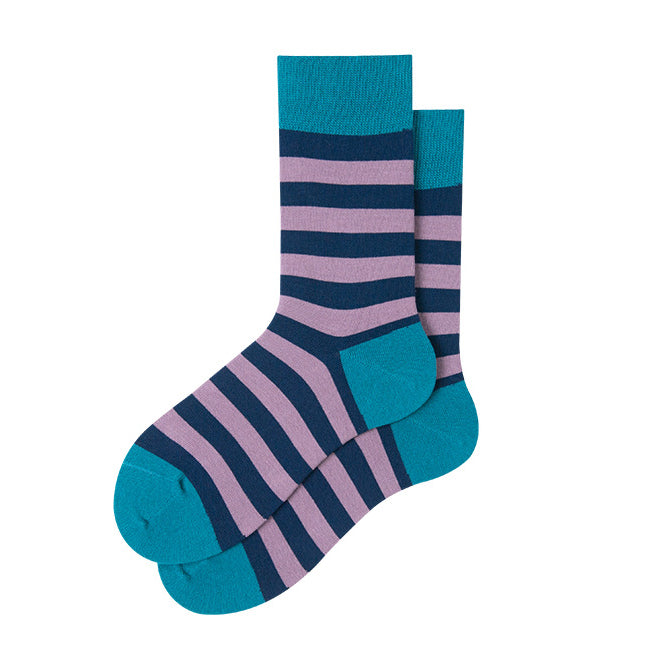 Striped Mid-Calf Length Socks Men's Cotton Socks