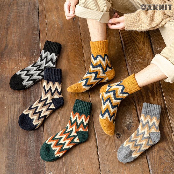 Chaussettes extra épaisses pour hommes mi-mollet longueur chaussette automne et hiver épaisses chaussettes rétro chaudes