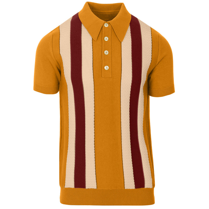 Polo retro de punto con rayas de vino tinto estilo mod de los años 60 para hombre